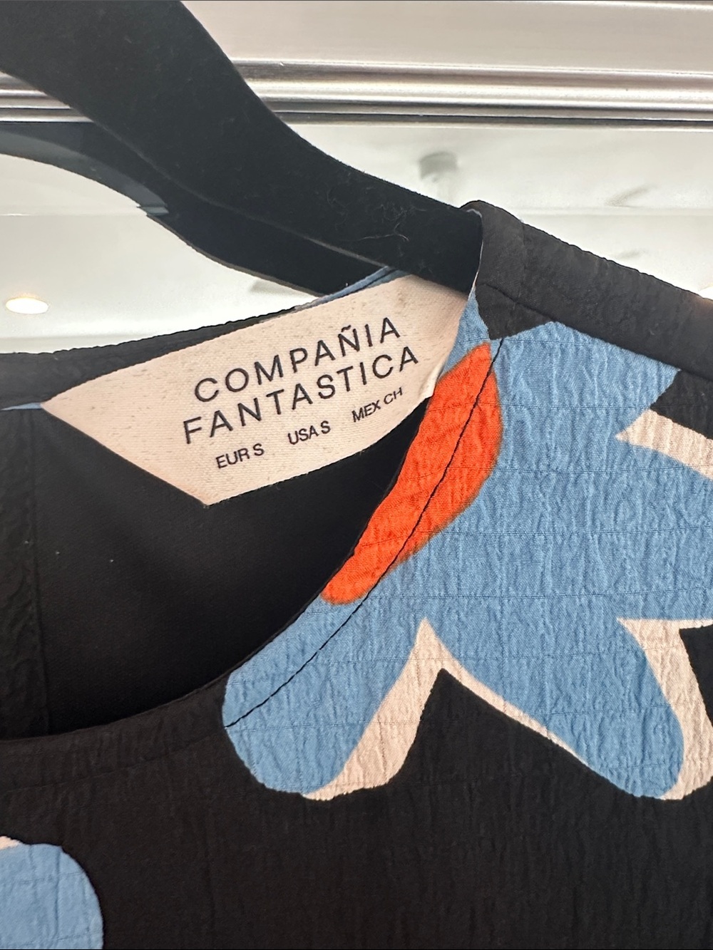 Compania Fantastica Black Dress with Blue & Orange Floral Print - Picture 3 of 3